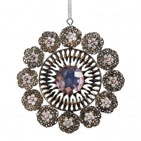 Závěsná dekorace - kruhový šperk, růžový, tiffany