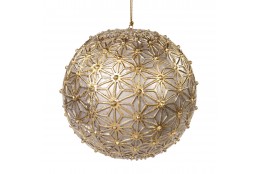 Závěsná dekorace - koule s hvězdicovou sítí, crémová, zlatá
