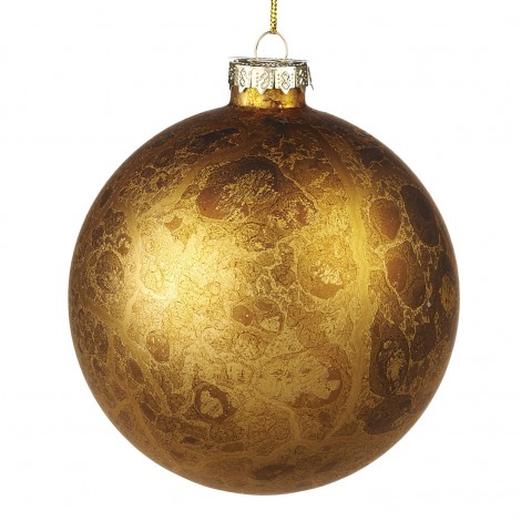 Závěsná dekorace - koule, antik dekor, zlatožlutá