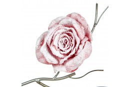 Závěsná dekorace - zasněžená růže, červená