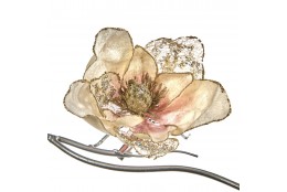 Závěsná dekorace - třpytivá magnolie na klipu, krémovozlatá