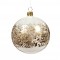 Závěsná dekorace - mléčná kropenatá koule, bílozlatá