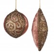 Závěsná dekorace - sametová koule, šiška s výšivkou, růžovokrémová