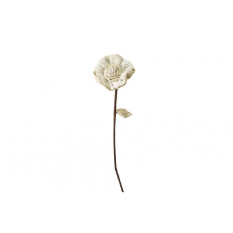 Dekorace - látková květina s krajkou a boroží, béžová