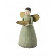 Dekorace - dřevěný andílek s podnosem na svíčku, světle zelený