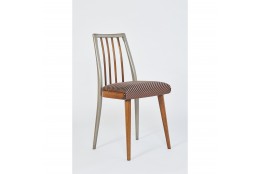 Židle Thonet, 60. léta, stříbrno-hnědé čalounění